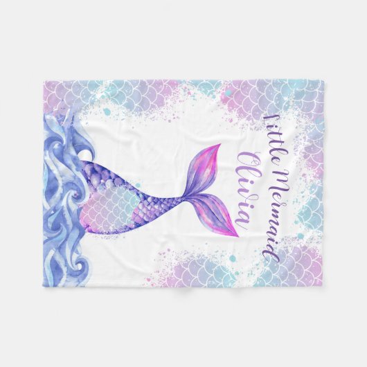 Zeemeermin Verjaardagsfeestje Cute Persoonlijke Na Fleece Deken (Voorkant (Horizontaal))