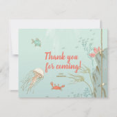 Zeemeermin Verjaardagsfeestje Dank je Bedankkaart (Voorkant)