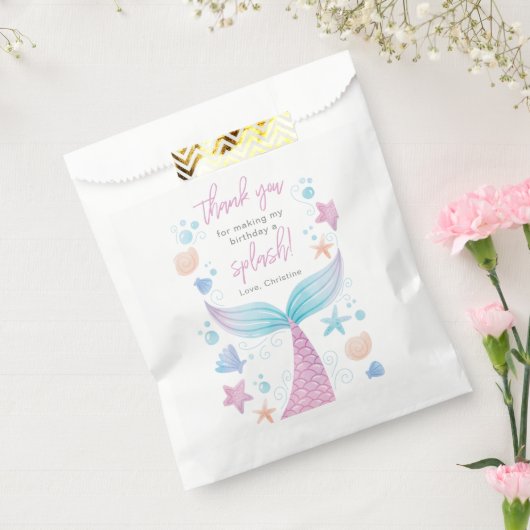 Zeemeermin Verjaardagsfeestje Dank u Favor Tassen Bedankzakje (Gezegeld)