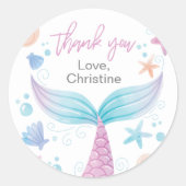 Zeemeermin Verjaardagsfeestje Dank u Stickers (Voorkant)