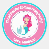 Zeemeermin verjaardagsfeestje gunst Stickers (Voorkant)