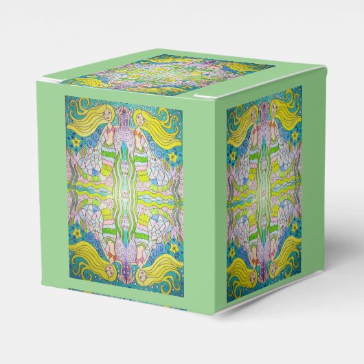 Zeemeermin verjaardagsfeestje gunstbox bedankdoosjes (Voorkant Zijde)