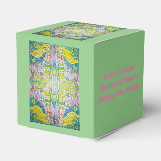 Zeemeermin verjaardagsfeestje gunstbox bedankdoosjes (Achterkant)