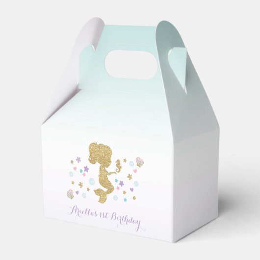 Zeemeermin verjaardagsfeestje gunstbox onder het Z Bedankdoosjes (Voorkant Zijde)