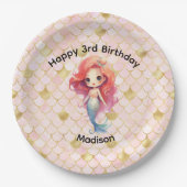 Zeemeermin verjaardagsfeestje kleine meisjes papieren bordje (Voorkant)