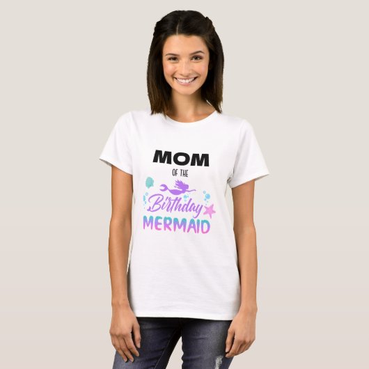 Zeemeermin verjaardagsfeestje mama t-shirt (Voorkant volledig)