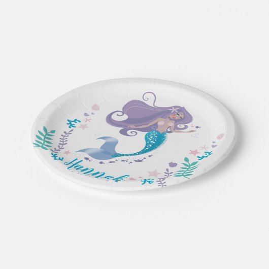 Zeemeermin Verjaardagsfeestje Meisje Papier Bord 7 (Gekanteld)