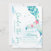 Zeemeermin verjaardagsfeestje onder het Zee Kaart (Voorkant)