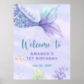 Zeemeermin verjaardagsfeestje onder het Zee Welkom Poster (Voorkant)