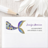 Zeemeermin verjaardagsfeestje retour adreslabel etiket (Insitu)