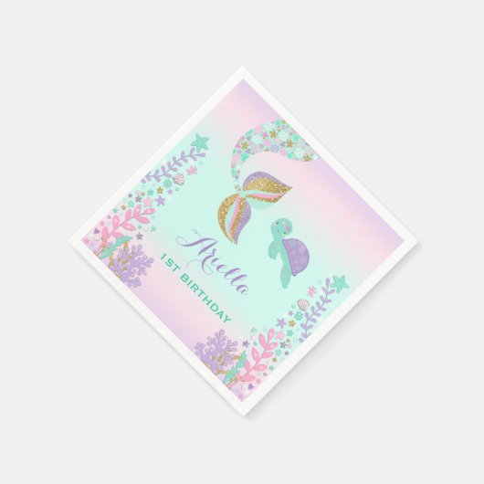 Zeemeermin verjaardagsfeestje servet grillige zeem (Hoek)
