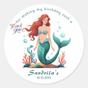 Zeemeermin Verjaardagsfeestje van The Sea Mermaid Ronde Sticker