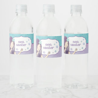 Zeemeermin Verjaardagsfeestje Waterfles Labels Etiket