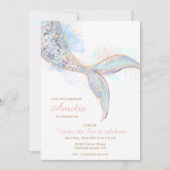 Zeemeermin verjaardagsfeestuitnodiging - onder het kaart (Voorkant)