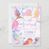 Zeemeermin verjaardagsfeestuitnodiging onder kaart (Voorkant)