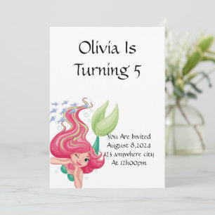 ZEEMEERMIN VERJAARDAGSFEESTUITNODIGING VOOR MEISJE KAART