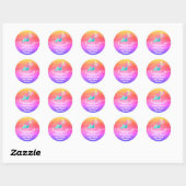 Zeemeermin Verjaardagsgunst Meisje Tropic Sunset R Ronde Sticker (Vel)