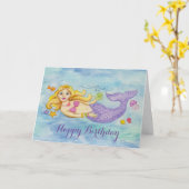 Zeemeermin verjaardagskaart kaart (Gele Bloem)