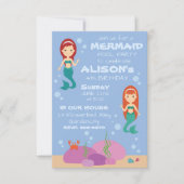 Zeemeermin verjaardagsmeisje zomer zwembad party u kaart (Voorkant)