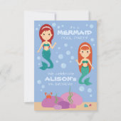 Zeemeermin verjaardagsmeisje zomer zwembad party u kaart (Achterkant)