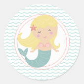 Zeemeermin verjaardagspastel sticker (Voorkant)