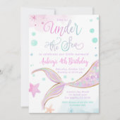 Zeemeermin Verjaardagspool Feest Onder het Zee Kaart (Voorkant)