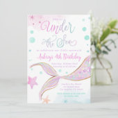 Zeemeermin Verjaardagspool Feest Onder het Zee Kaart (Staand voorkant)