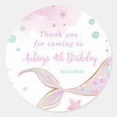 Zeemeermin Verjaardagspool Feest Onder het Zee Ronde Sticker (Voorkant)