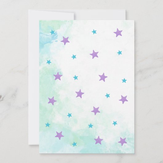 Zeemeermin Verjaardagsuitnodiging Blauwgroen en Pa Kaart (Achterkant)