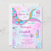 Zeemeermin Verjaardagsuitnodiging Kaart (Voorkant)