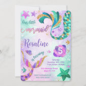 Zeemeermin Verjaardagsuitnodiging Kaart (Voorkant)