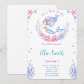 Zeemeermin Verjaardagsuitnodiging Kaart (Voorkant / Achterkant)