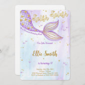 Zeemeermin Verjaardagsuitnodiging Kaart (Voorkant / Achterkant)