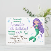 zeemeermin verjaardagsuitnodiging kaart (Staand voorkant)