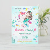 Zeemeermin verjaardagsuitnodiging Meisje Magische  Kaart (Staand voorkant)