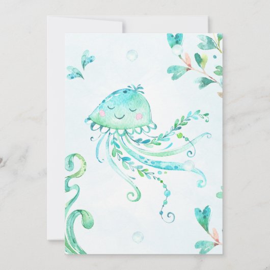 Zeemeermin verjaardagsuitnodiging Meisje Magische  Kaart (Achterkant)