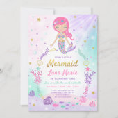 Zeemeermin Verjaardagsuitnodiging Onder De Zee Fee Kaart (Voorkant)