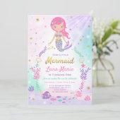 Zeemeermin Verjaardagsuitnodiging Onder De Zee Fee Kaart (Staand voorkant)