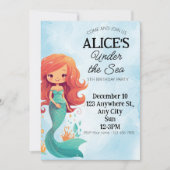 Zeemeermin Verjaardagsuitnodiging Onder de Zee Kaa Kaart (Voorkant)