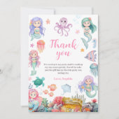 Zeemeermin Verjaardagsuitnodiging, Onder de Zee Ze Bedankkaart (Voorkant)