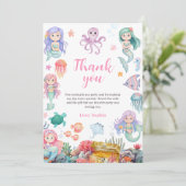 Zeemeermin Verjaardagsuitnodiging, Onder de Zee Ze Bedankkaart (Staand voorkant)