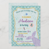 Zeemeermin verjaardagsuitnodiging Onder het zee fe Kaart (Voorkant / Achterkant)