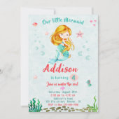 Zeemeermin verjaardagsuitnodiging Onder het zee fe Kaart (Voorkant)