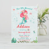 Zeemeermin verjaardagsuitnodiging Onder het zee fe Kaart (Staand voorkant)