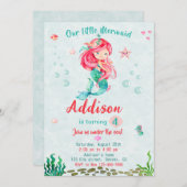 Zeemeermin verjaardagsuitnodiging Onder het zee fe Kaart (Voorkant / Achterkant)