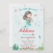 Zeemeermin verjaardagsuitnodiging Onder het zee fe Kaart (Voorkant)