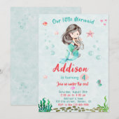 Zeemeermin verjaardagsuitnodiging Onder het zee fe Kaart (Voorkant / Achterkant)