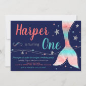 Zeemeermin verjaardagsuitnodiging | Onder het Zee Kaart (Voorkant)