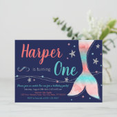 Zeemeermin verjaardagsuitnodiging | Onder het Zee Kaart (Staand voorkant)