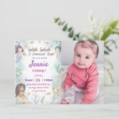 Zeemeermin verjaardagsuitnodiging onder het Zee Kaart (Staand voorkant)